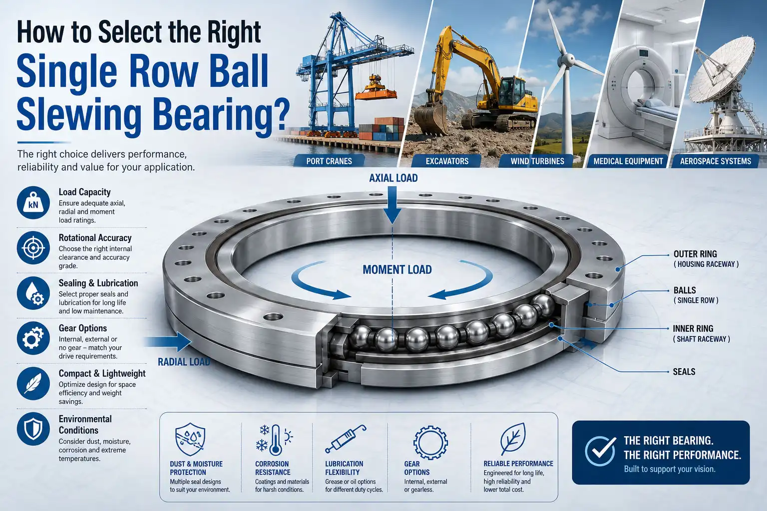How to Select the Right Single Row Ball Slewing Bearing?